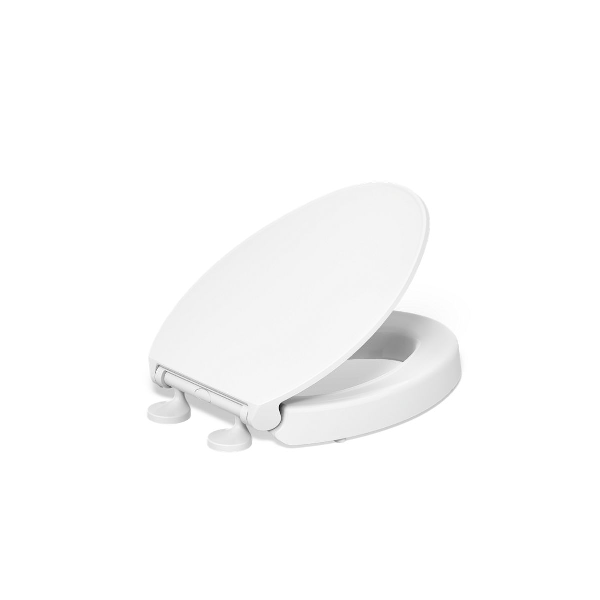 KOHLER K-27930 Border Elevated Quiet-Close™ Elongated Toilet Seat, White - 3/4 view of product