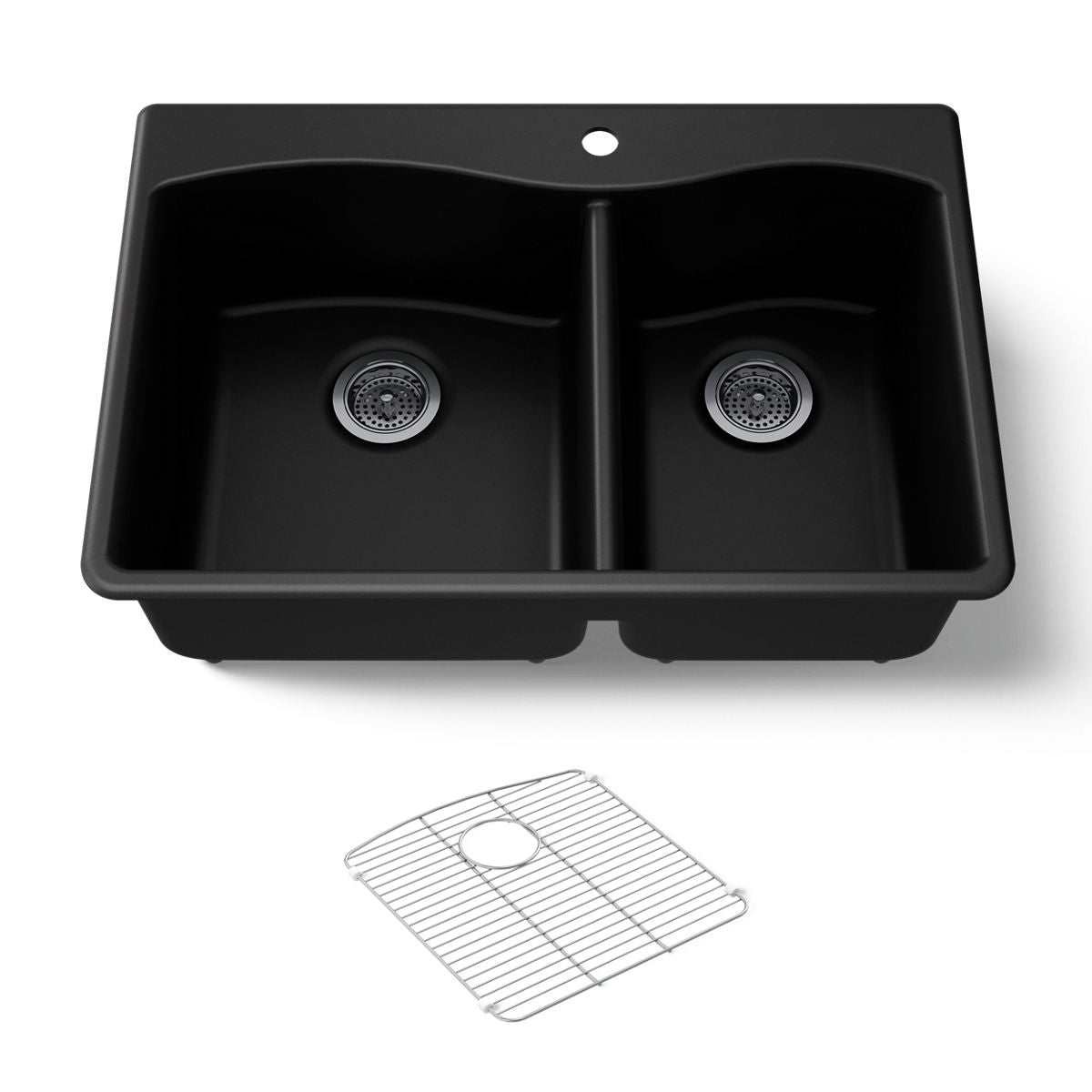 KOHLER K-28002-1 Kennon 33" top-/undermount double-bowl kitchen sink