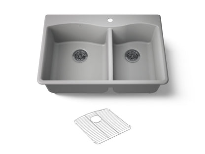 KOHLER K-28002-1 Kennon 33" top-/undermount double-bowl kitchen sink