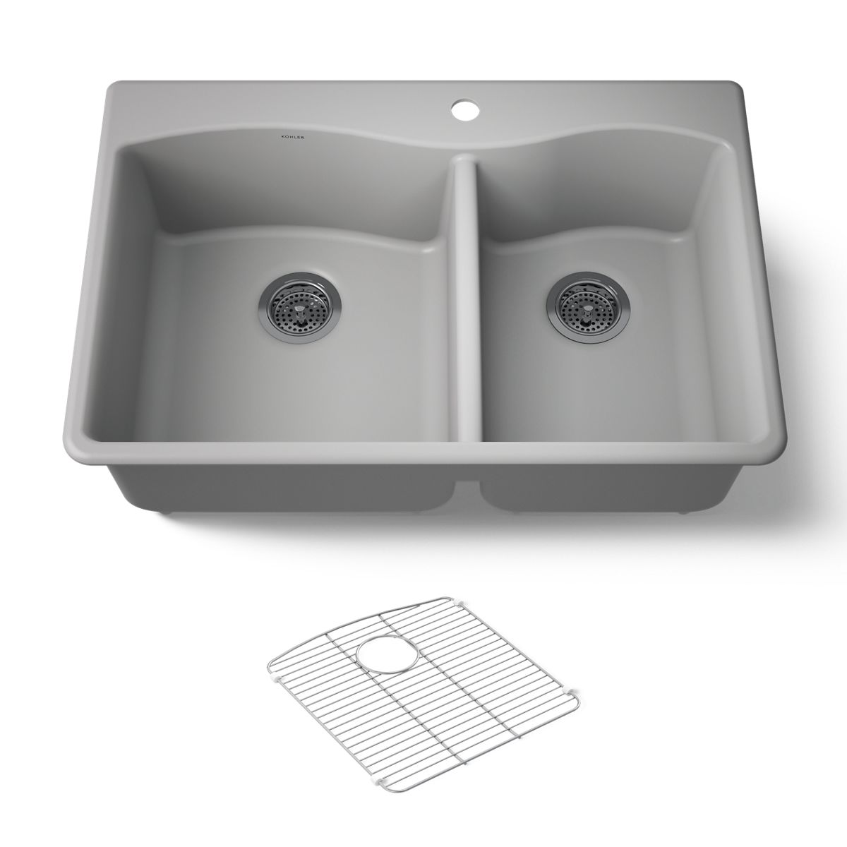 KOHLER K-28002-1 Kennon 33" top-/undermount double-bowl kitchen sink