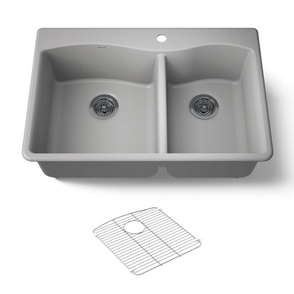 KOHLER K-28002-1 Kennon 33" top-/undermount double-bowl kitchen sink