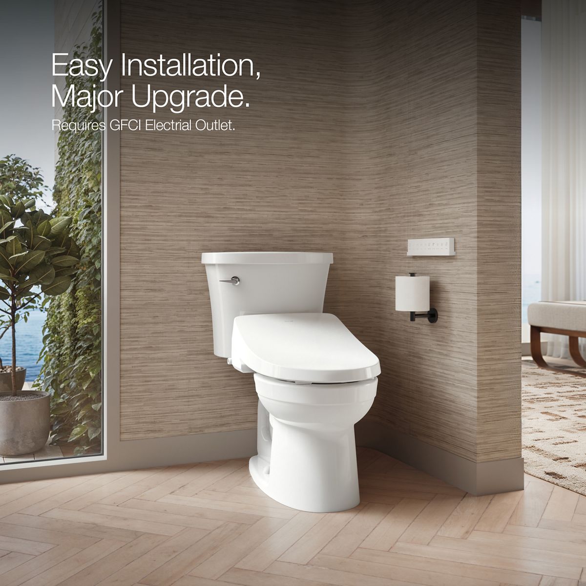 KOHLER K-28118 PureWash E815 Round-front bidet toilet seat with remote control