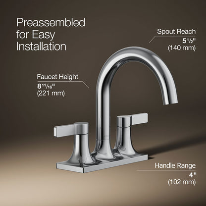 KOHLER K-28124-4 Venza Centerset bathroom sink faucet, 1.2 gpm