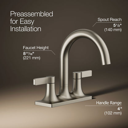 KOHLER K-28124-4 Venza Centerset bathroom sink faucet, 1.2 gpm