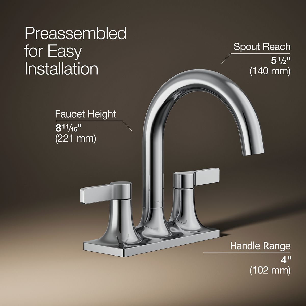 KOHLER K-28124-4K Venza Centerset bathroom sink faucet, 1.0 gpm