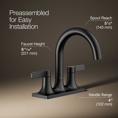 KOHLER K-28124-4N Venza Centerset bathroom sink faucet, 0.5 gpm