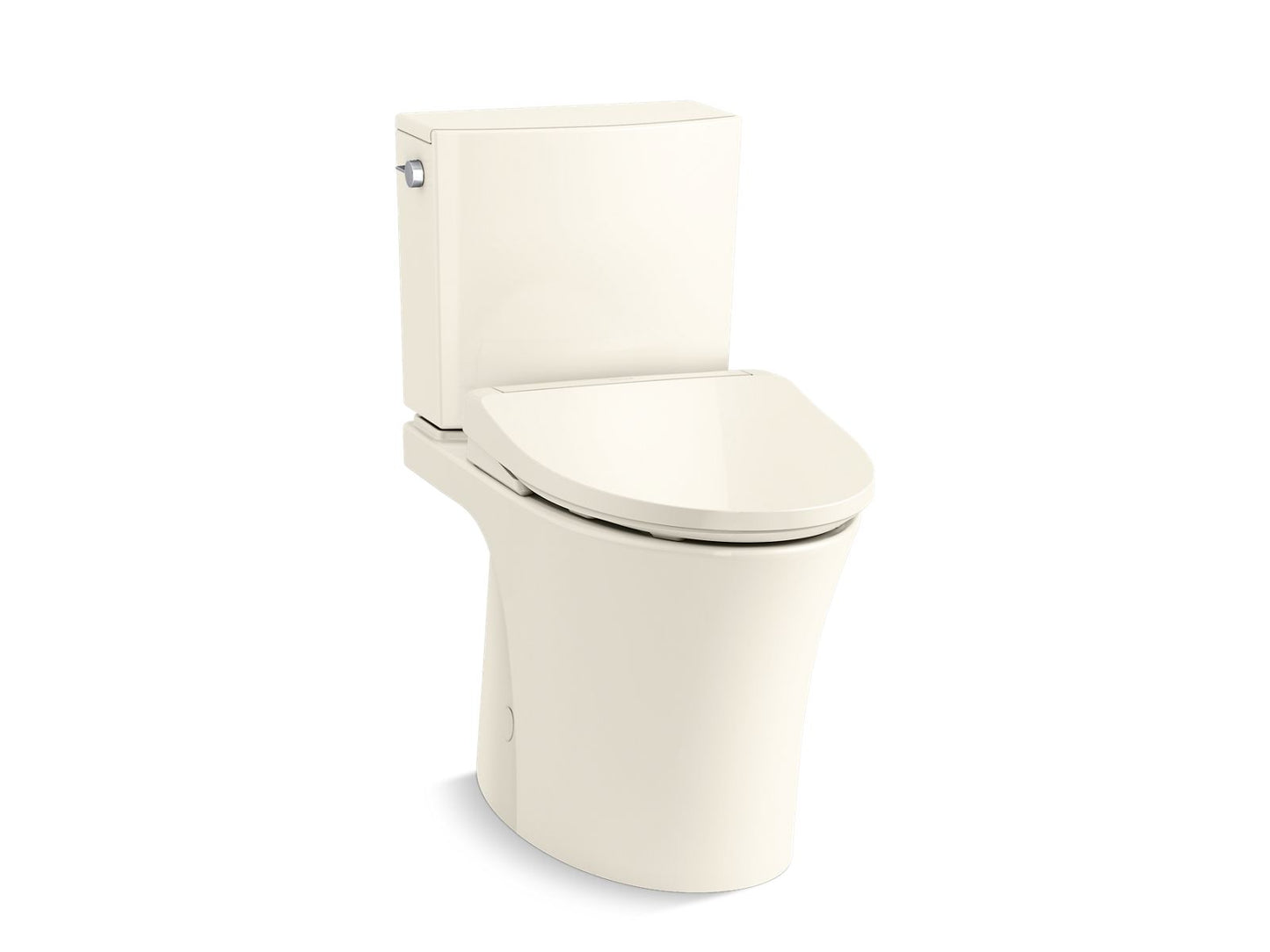 KOHLER K-28161-HC Veil Hidden Cord Two-piece Elongated Toilet with Skirted Trapway, 1.28 GPF, Biscuit - 3/4 view of product