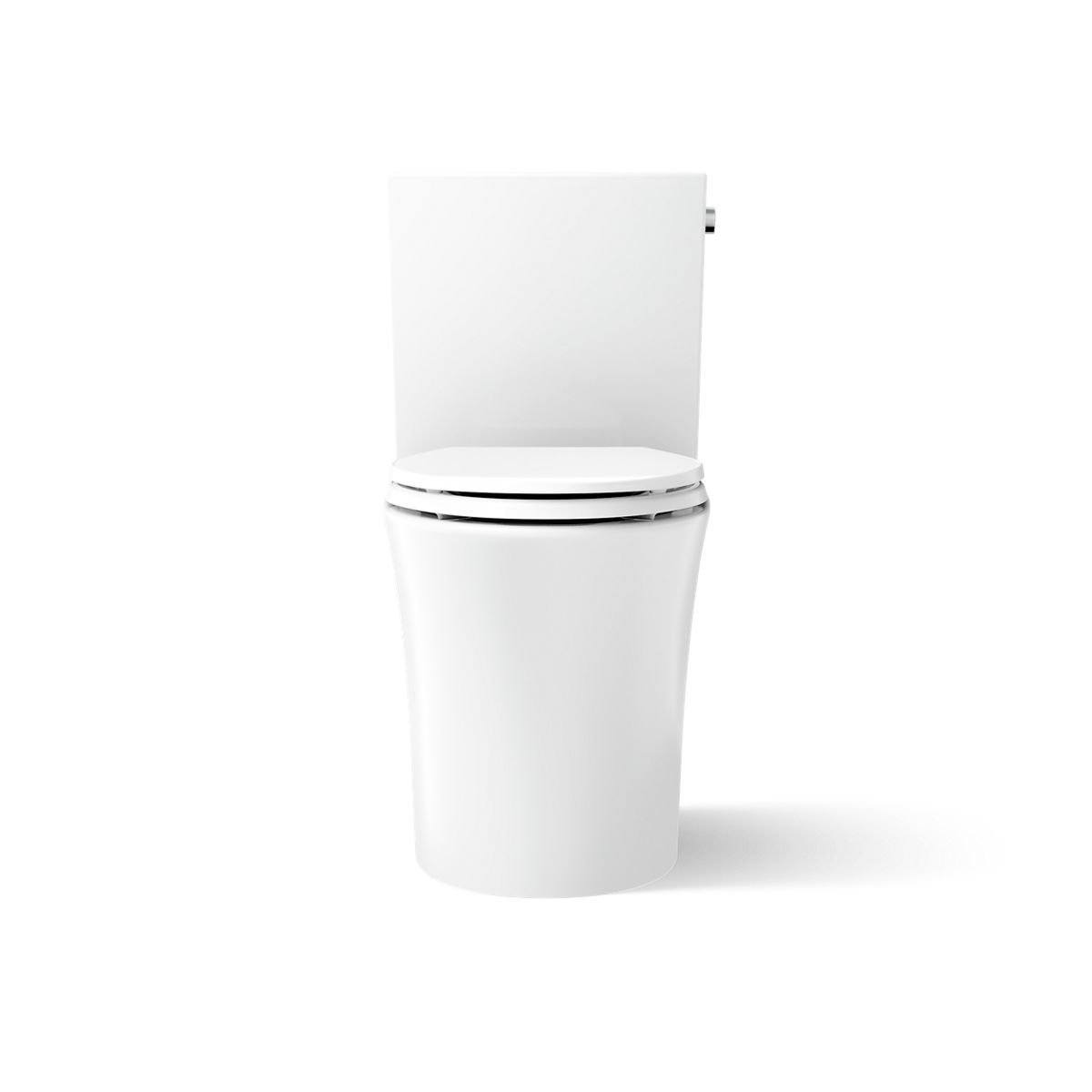 KOHLER K-28161-RA Veil Two-piece Elongated Toilet with Skirted Trapway, 1.28 GPF, White - front view of product