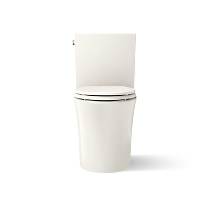 KOHLER K-28161 Veil Two-piece Elongated Toilet with Skirted Trapway, 1.28 GPF, Biscuit - front view of product
