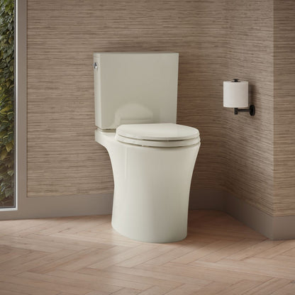 KOHLER K-28161 Veil Two-piece Elongated Toilet with Skirted Trapway, 1.28 GPF, Biscuit - image focused on single product stor