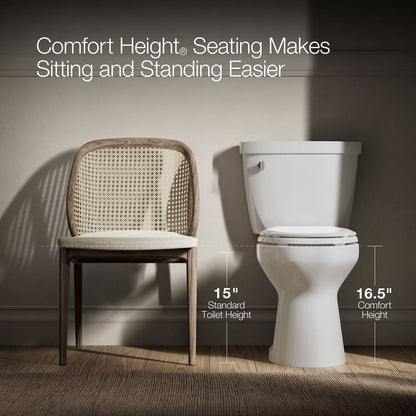 KOHLER K-28161 Veil Two-piece Elongated Toilet with Skirted Trapway, 1.28 GPF, Biscuit - Detail image of a product feature