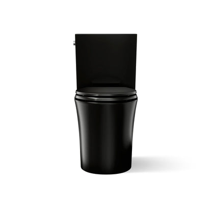 KOHLER K-28161 Veil Two-piece Elongated Toilet with Skirted Trapway, 1.28 GPF, Black Black - front view of product