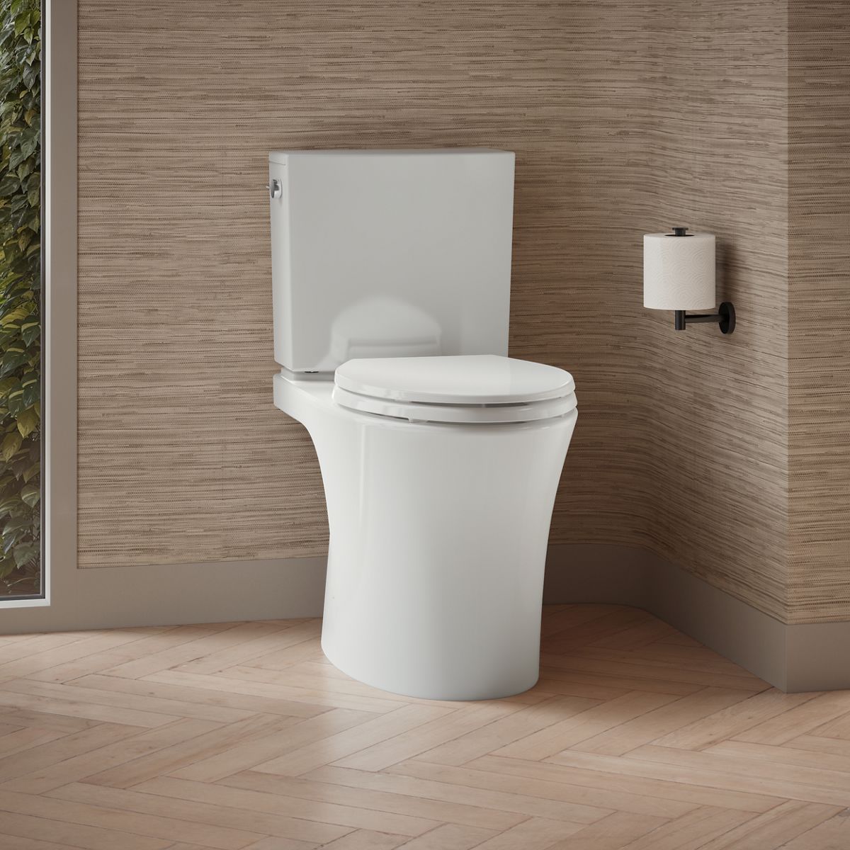 KOHLER K-28161 Veil Two-piece Elongated Toilet with Skirted Trapway, 1.28 GPF, White - image focused on single product story
