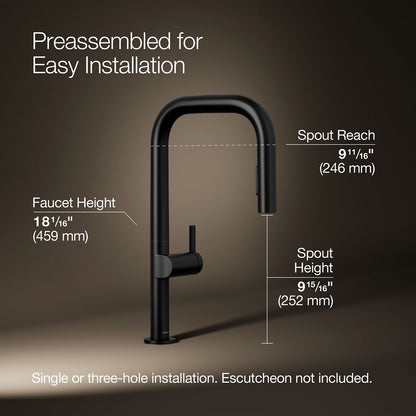 KOHLER K-28269 Components Pull-down kitchen sink faucet with two-function sprayhead