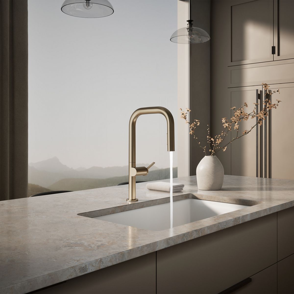 KOHLER K-28269 Components Pull-down kitchen sink faucet with two-function sprayhead