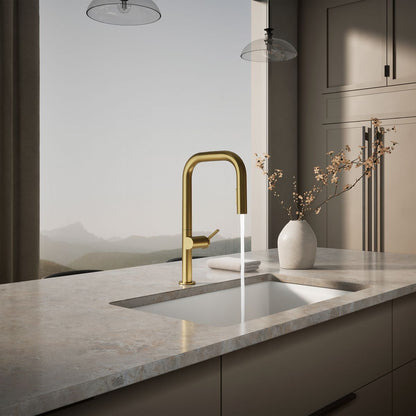 Kohler Components Pull-down kitchen sink faucet with two-function sprayhead