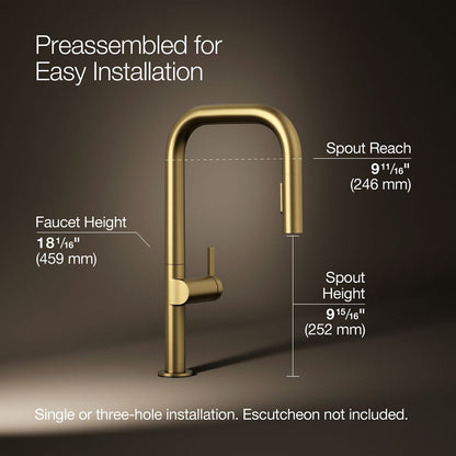 Kohler Components Pull-down kitchen sink faucet with two-function sprayhead