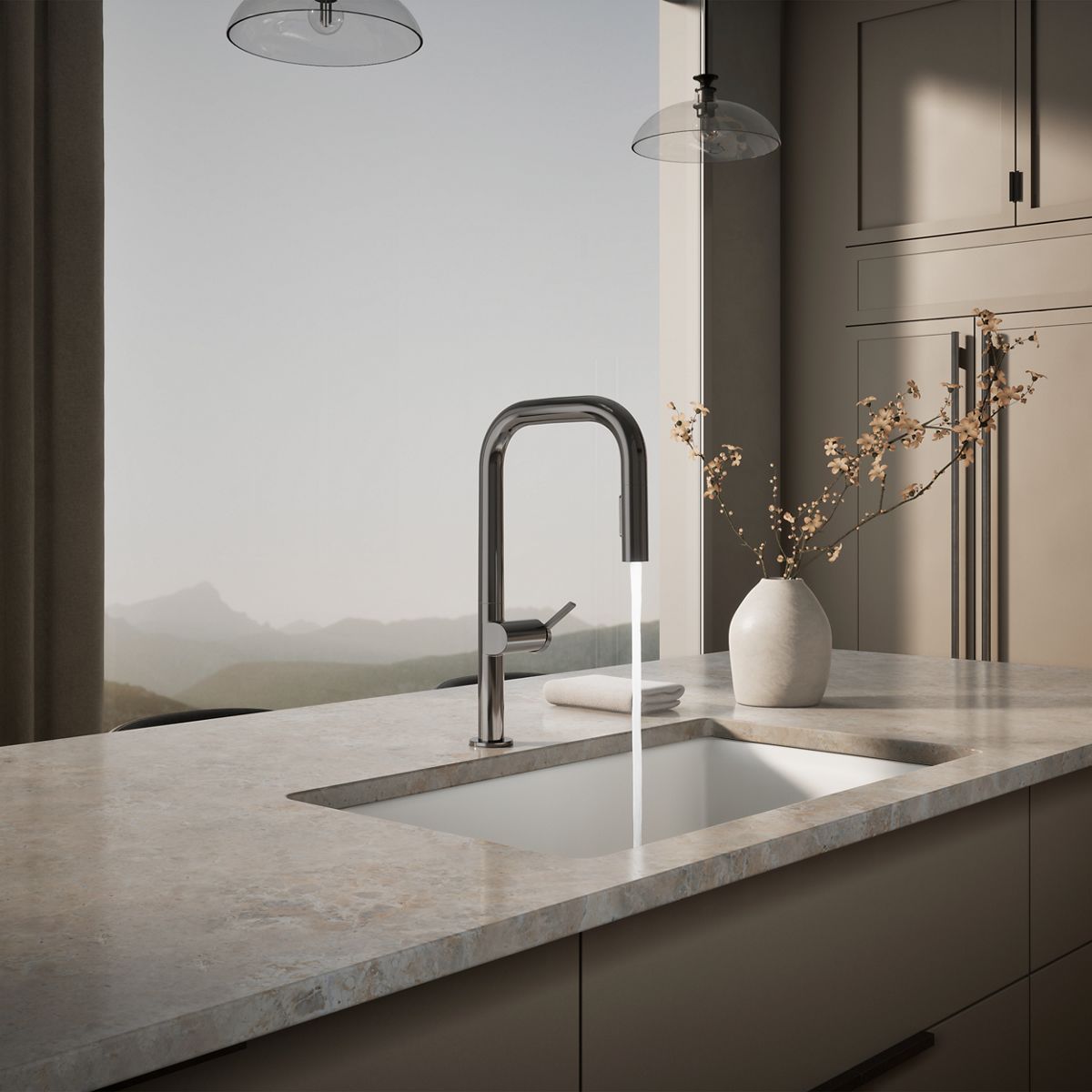 KOHLER K-28269 Components Pull-down kitchen sink faucet with two-function sprayhead
