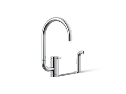 KOHLER K-28272 Components Single-handle kitchen sink faucet with two-function extended-reach spout and side sprayer