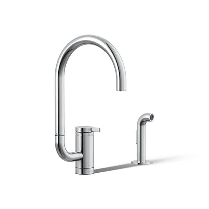 KOHLER K-28272 Components Single-handle kitchen sink faucet with two-function extended-reach spout and side sprayer