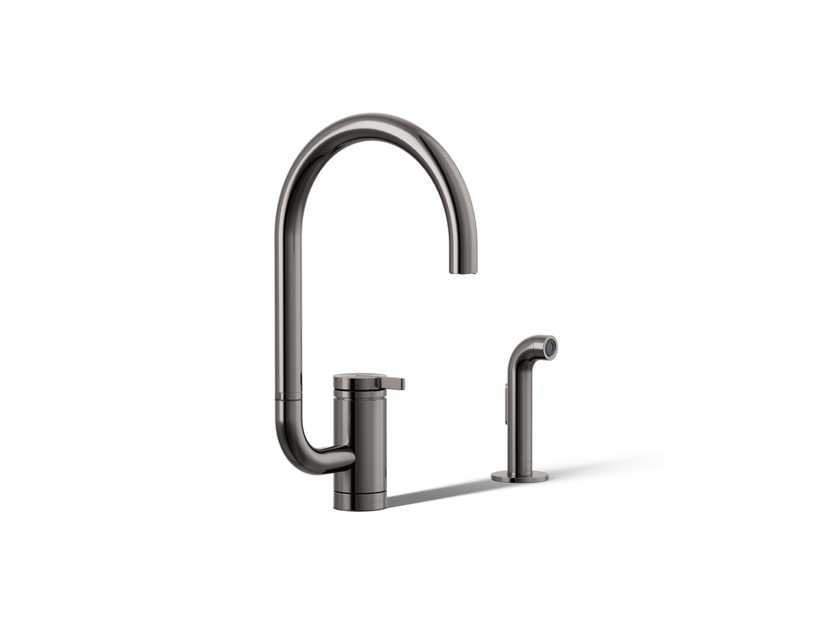 KOHLER K-28272 Components Single-handle kitchen sink faucet with two-function extended-reach spout and side sprayer