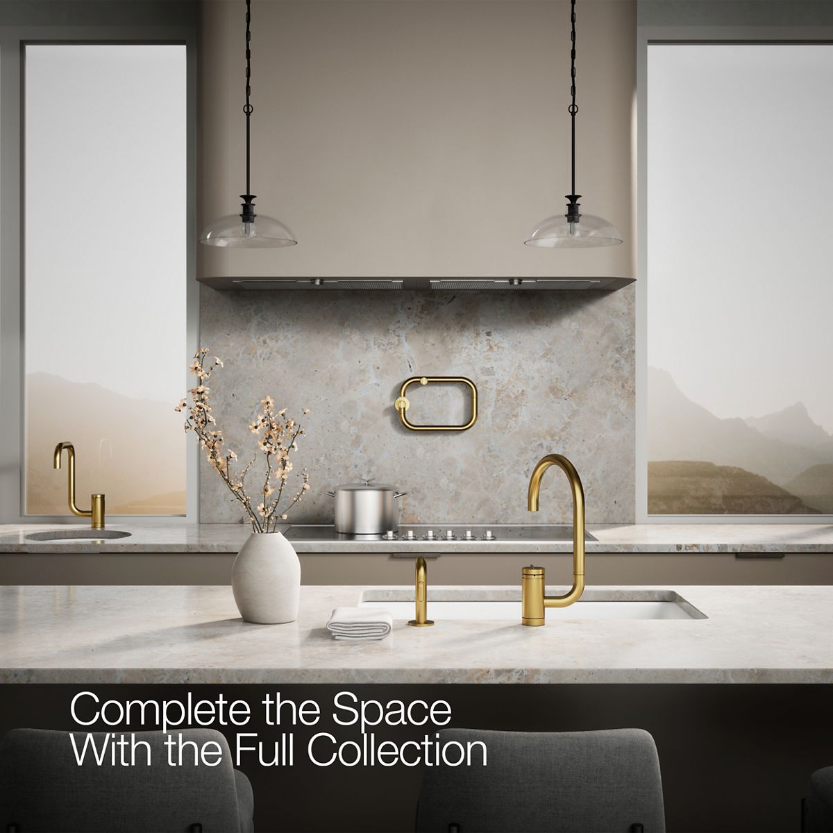 KOHLER K-28272 Components Single-handle kitchen sink faucet with two-function extended-reach spout and side sprayer