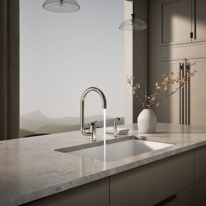KOHLER K-28272 Components Single-handle kitchen sink faucet with two-function extended-reach spout and side sprayer