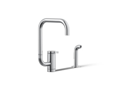KOHLER K-28274 Components Single-handle kitchen sink faucet with two-function extended-reach spout and side sprayer
