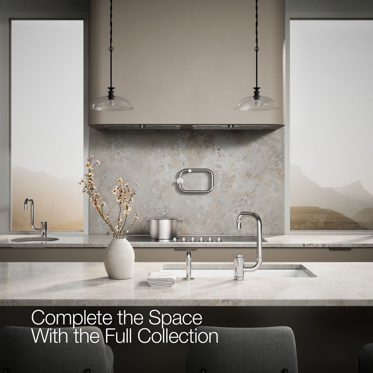KOHLER K-28274 Components Single-handle kitchen sink faucet with two-function extended-reach spout and side sprayer