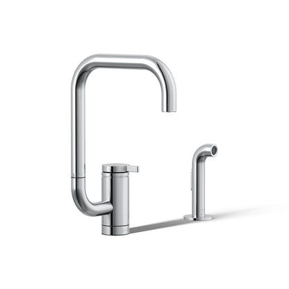 KOHLER K-28274 Components Single-handle kitchen sink faucet with two-function extended-reach spout and side sprayer