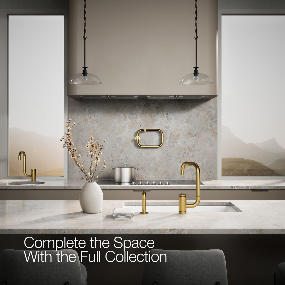 KOHLER K-28274 Components Single-handle kitchen sink faucet with two-function extended-reach spout and side sprayer
