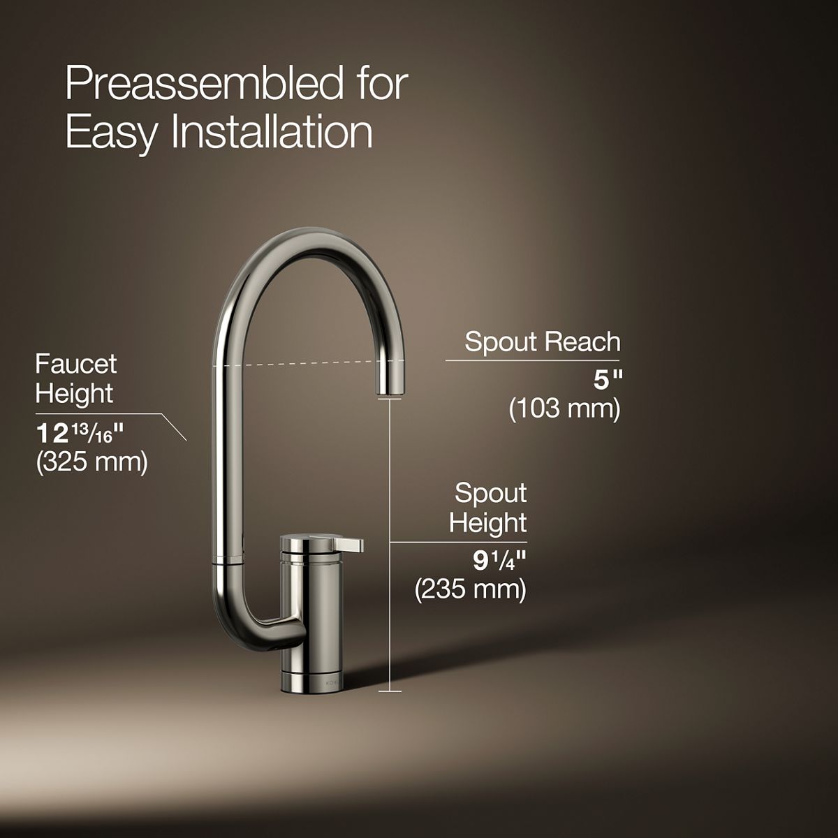 KOHLER K-28277 Components Single-handle bar sink faucet with two-function extended-reach spout