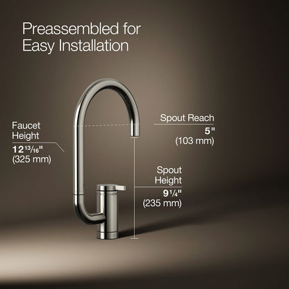 KOHLER K-28277 Components Single-handle bar sink faucet with two-function extended-reach spout