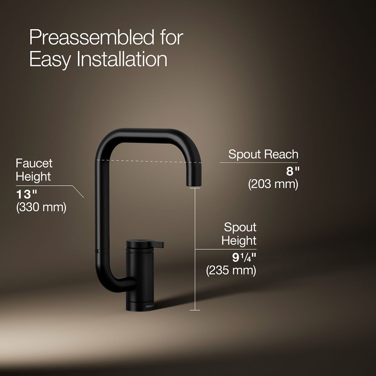 KOHLER K-28290 Components Single-handle bar sink faucet with two-function extended-reach spout