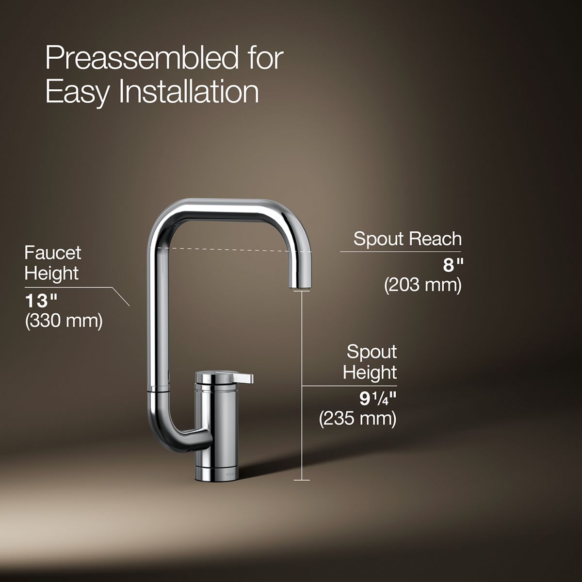 KOHLER K-28290 Components Single-handle bar sink faucet with two-function extended-reach spout