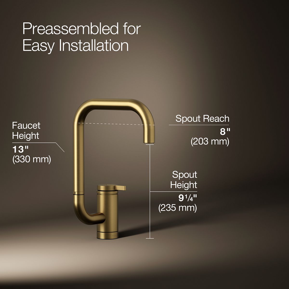 KOHLER K-28290 Components Single-handle bar sink faucet with two-function extended-reach spout