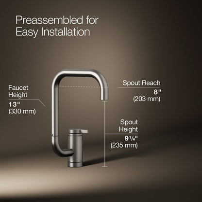 KOHLER K-28290 Components Single-handle bar sink faucet with two-function extended-reach spout