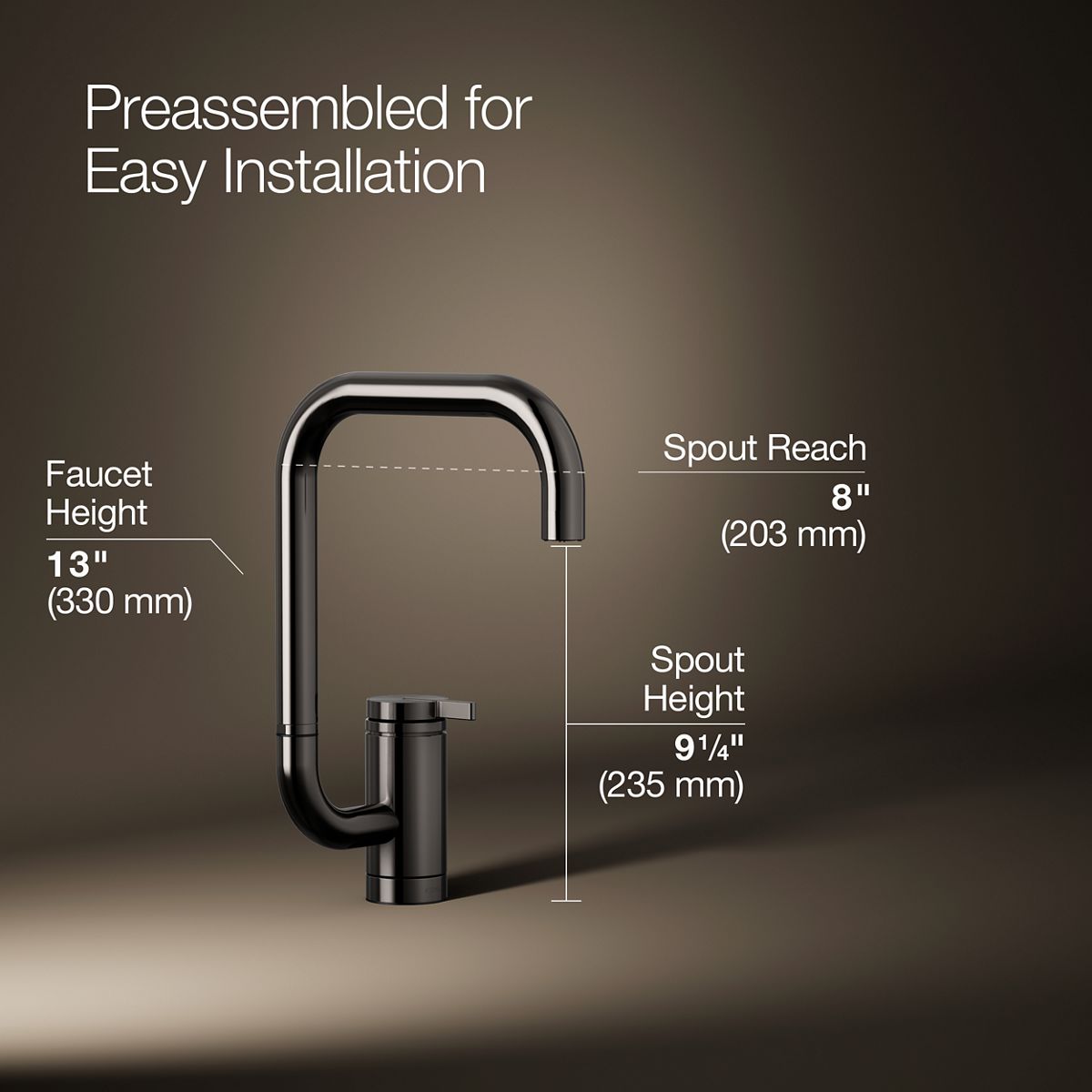 KOHLER K-28290 Components Single-handle bar sink faucet with two-function extended-reach spout