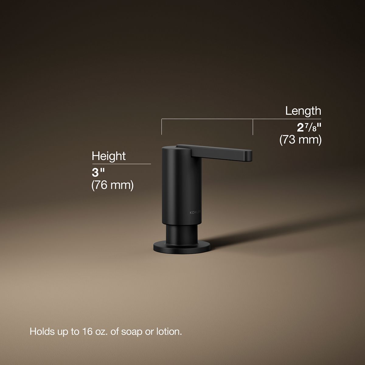 3/4 view of product with dimensions