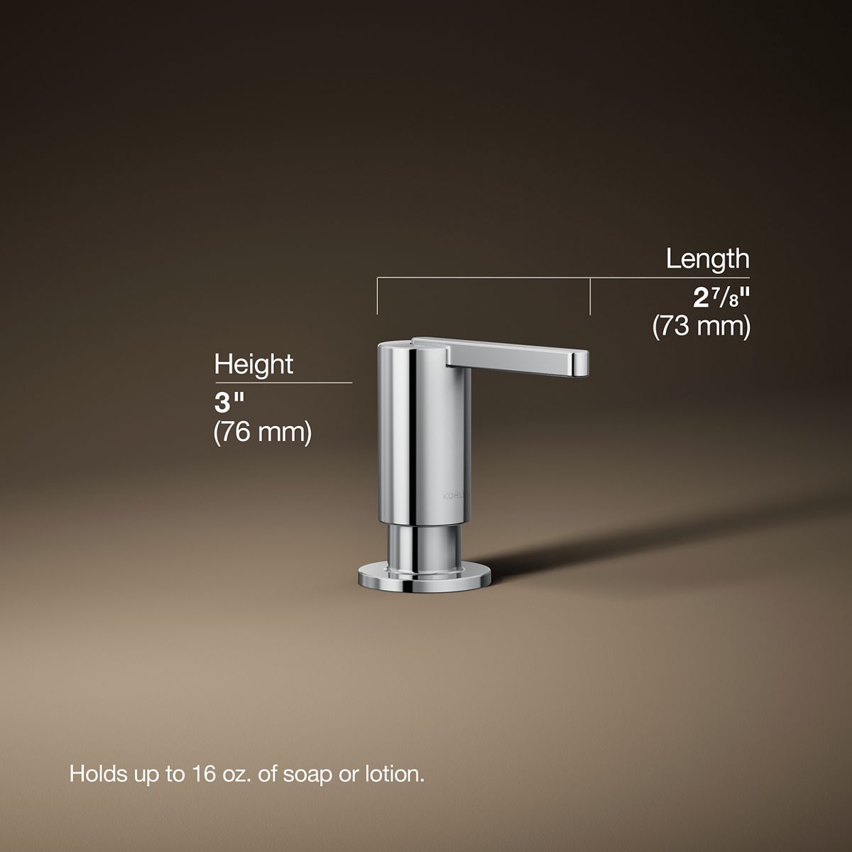 3/4 view of product with dimensions