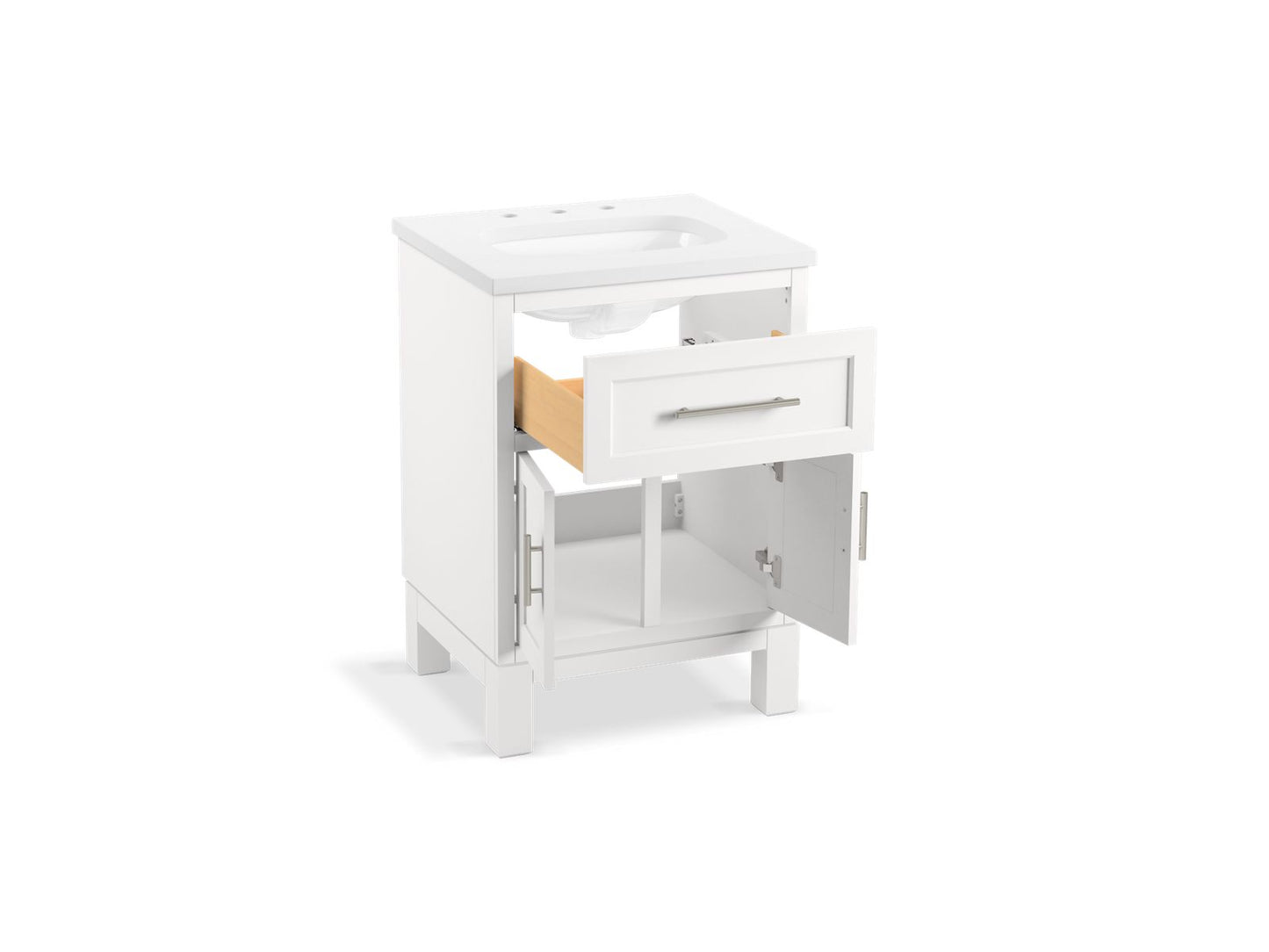 KOHLER K-28379-ASB Quo 24" bathroom vanity cabinet with sink and quartz top