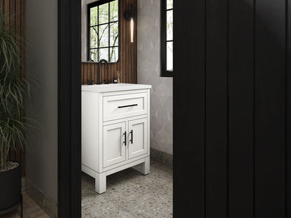 KOHLER K-28379-ASB Quo 24" bathroom vanity cabinet with sink and quartz top
