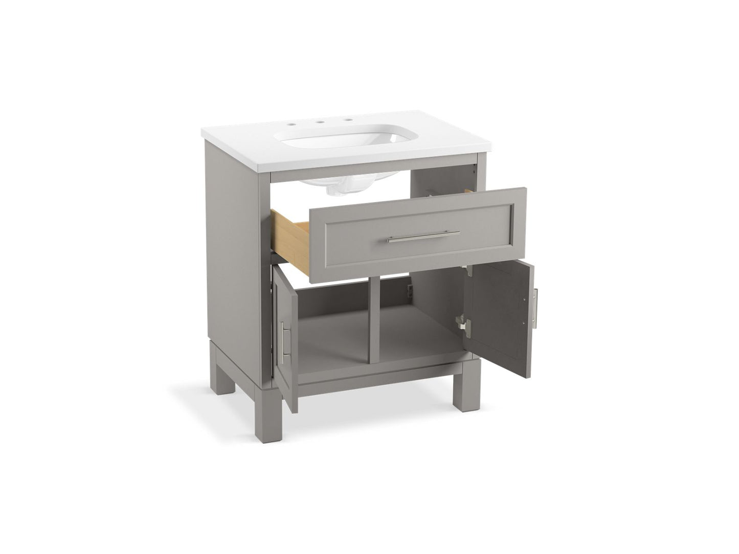 KOHLER K-28380-ASB Quo 30" bathroom vanity cabinet with sink and quartz top
