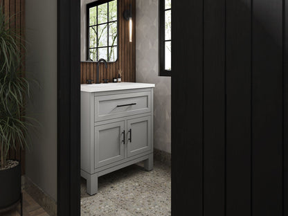 KOHLER K-28380-ASB Quo 30" bathroom vanity cabinet with sink and quartz top