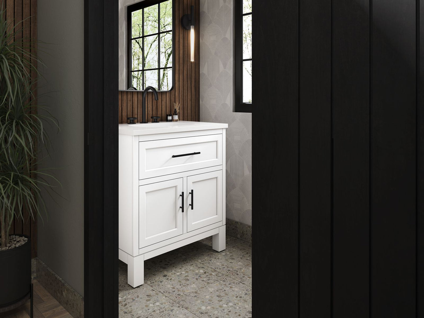 KOHLER K-28380-ASB Quo 30" bathroom vanity cabinet with sink and quartz top