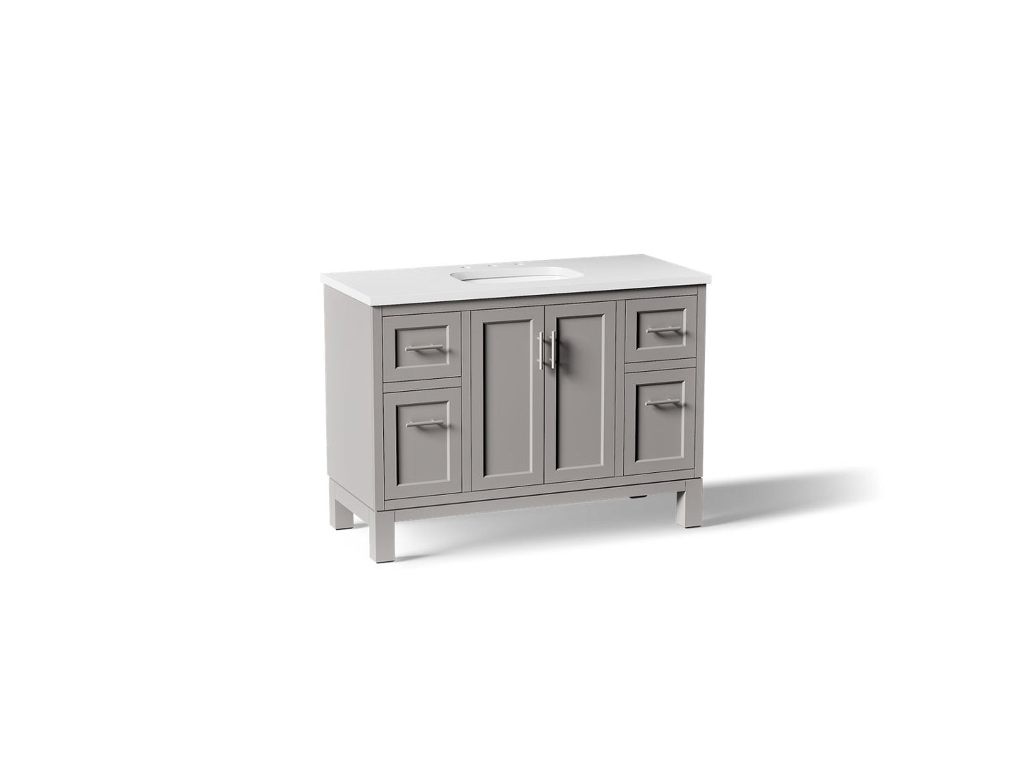 KOHLER K-28383-ASB Quo 48" bathroom vanity cabinet with sink and quartz top