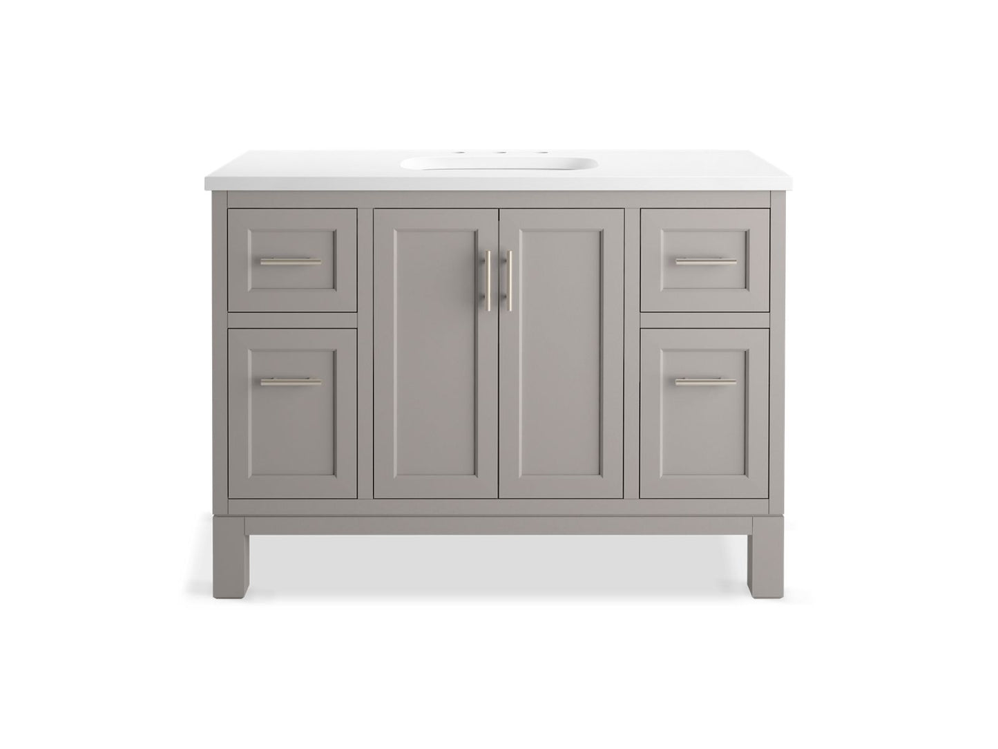 KOHLER K-28383-ASB Quo 48" bathroom vanity cabinet with sink and quartz top