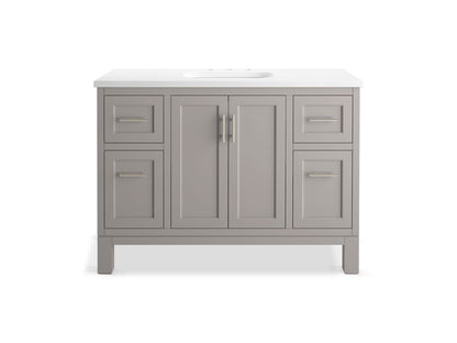 KOHLER K-28383-ASB Quo 48" bathroom vanity cabinet with sink and quartz top