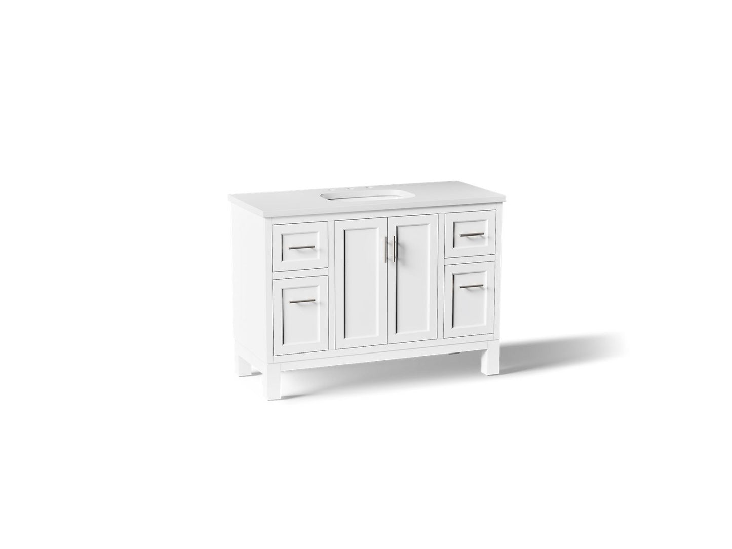 KOHLER K-28383-ASB Quo 48" bathroom vanity cabinet with sink and quartz top