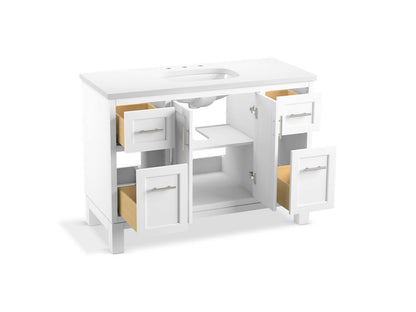 KOHLER K-28383-ASB Quo 48" bathroom vanity cabinet with sink and quartz top